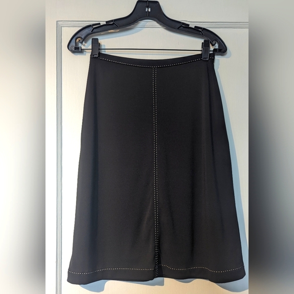 Ann Taylor Dark Brown Boat Neck Blouse/Skirt. White Stitching Detailing. Vintage - Picture 5 of 16